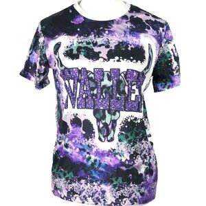 LNC Womens Medium Wallen Shirt Purple Paint Splatter Top